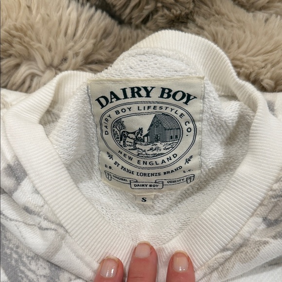 Dairy Boy White and Gray Camo Crewneck Sweatshirt SMALL OVERSIZED - Picture 3 of 3